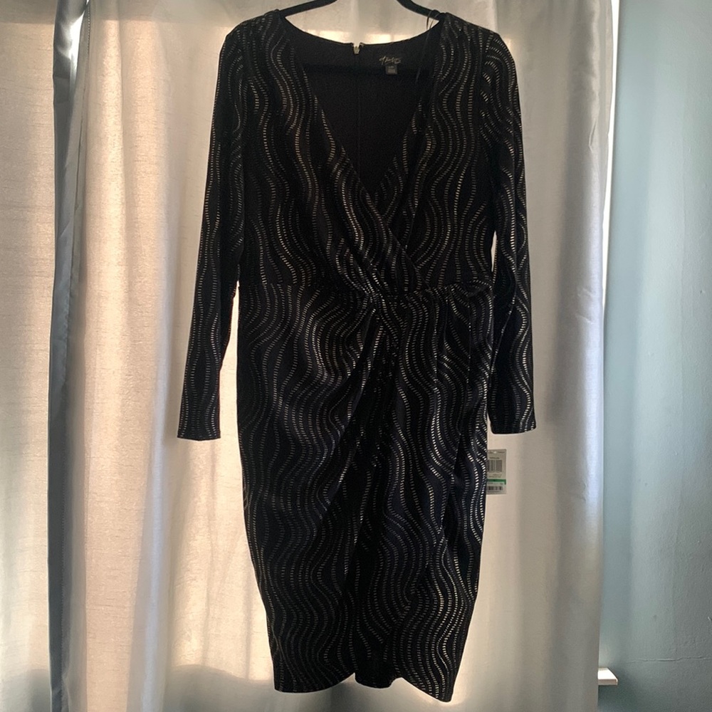 NWT Thalia Sodi cocktail dress black/gold Lg